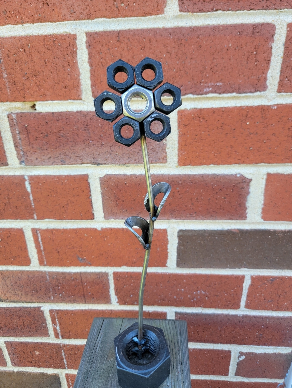 Handmade Metal Nut And Bolt Flower Sculpture
